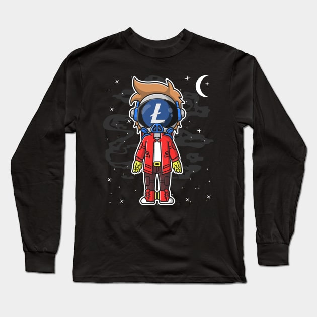 Hiphop Astronaut Litecoin Lite Coin LTC To The Moon Crypto Token Cryptocurrency Wallet Birthday Gift For Men Women Kids Long Sleeve T-Shirt by Thingking About